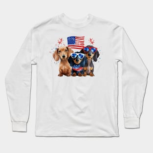 4th of July Dachshund Dogs #2 Long Sleeve T-Shirt